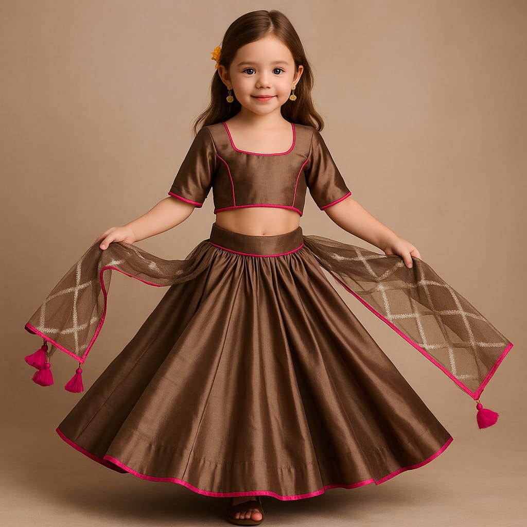 Pre Order: Brown Lehenga Set