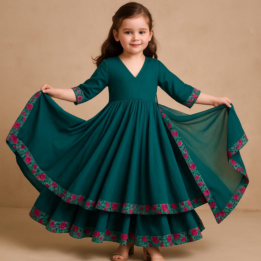 Pre Order: Bottle Green Anarkali with Dupatta