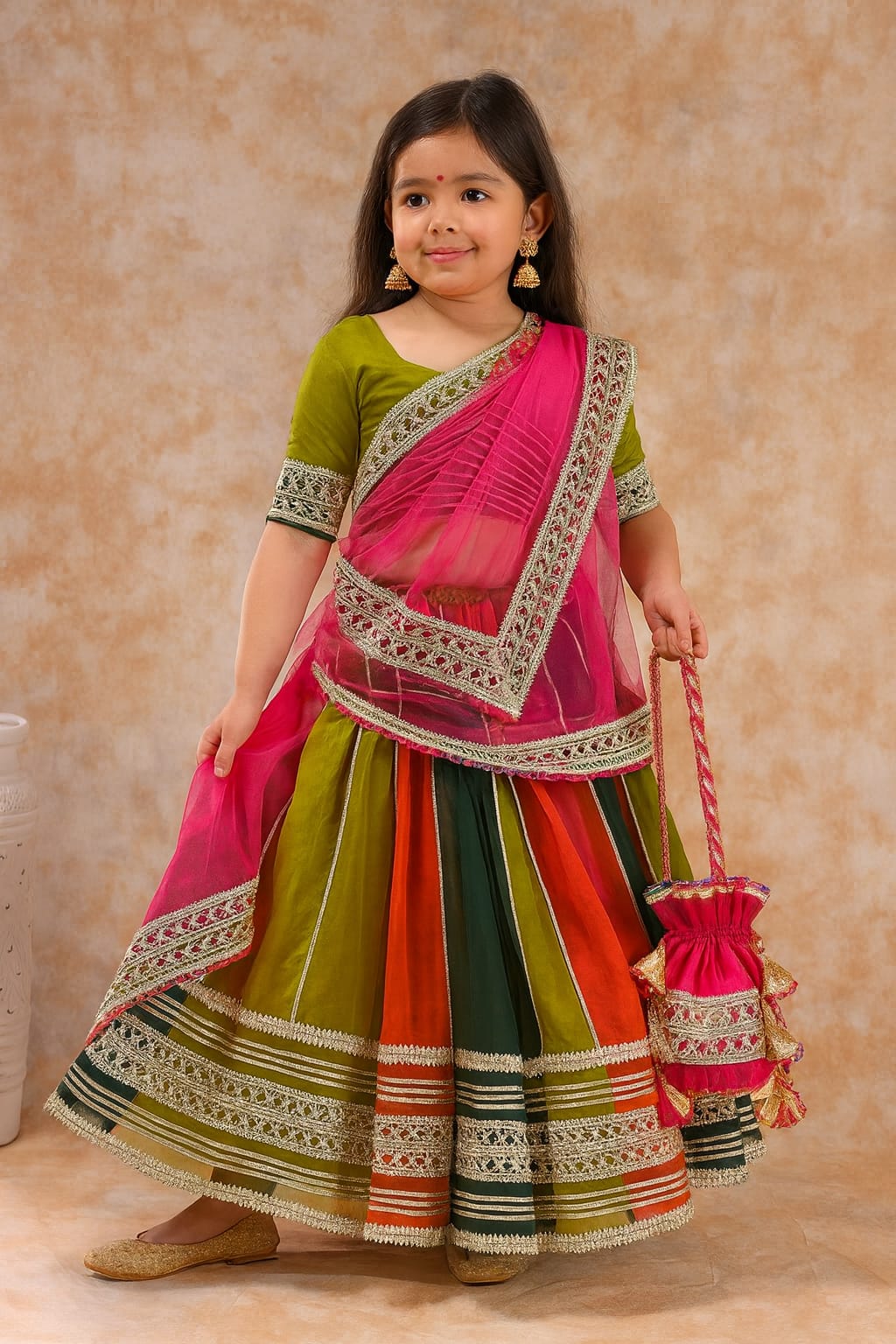 RTD Pre Order:Multicolour Gota Detailing Lehenga Set