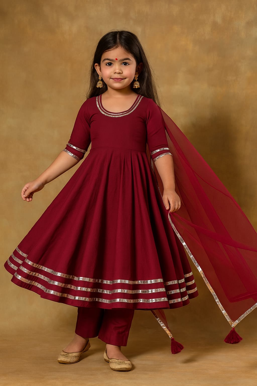 Pre Order: Maroon Anarkali with Dupatta