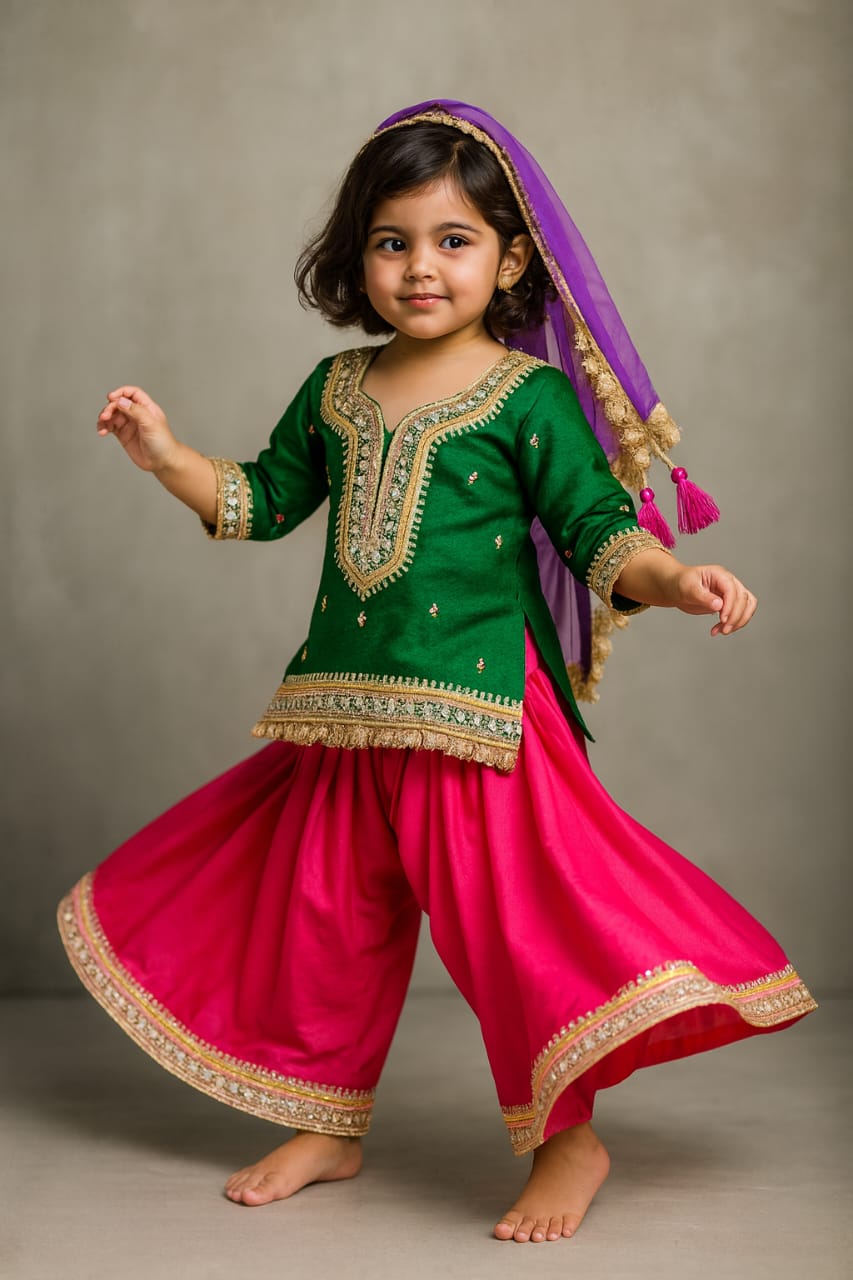 Pre Order: Beautiful Lace Work Green Kurti With Salwar And Dupatta