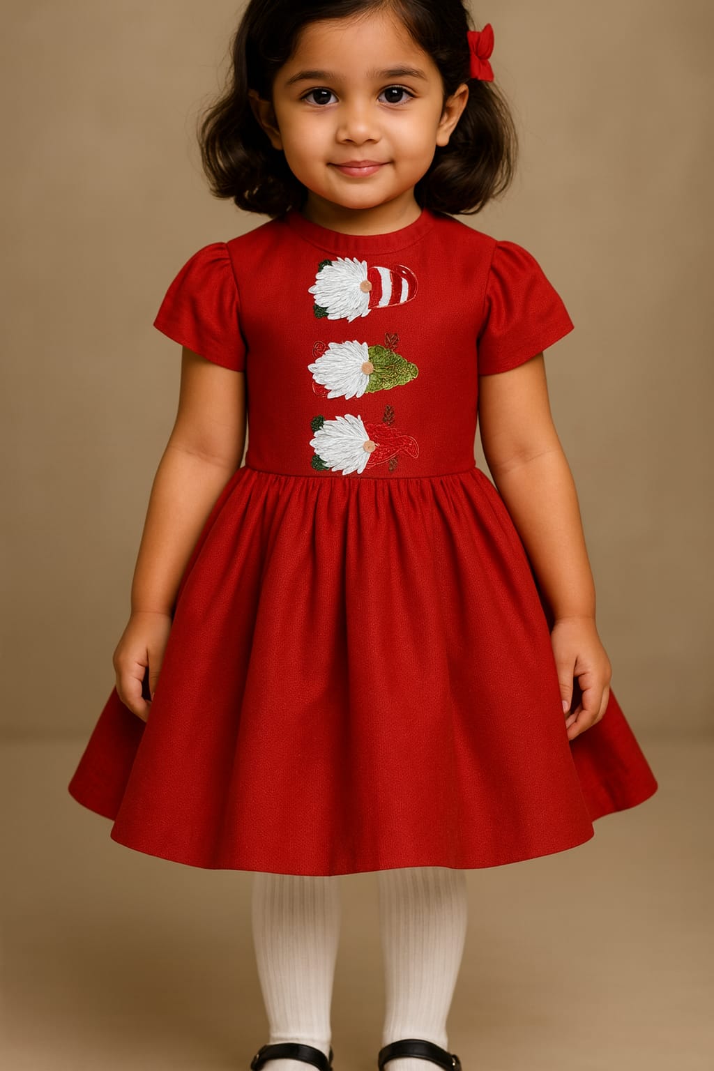 Pre Order: Red Santa Faces Dress