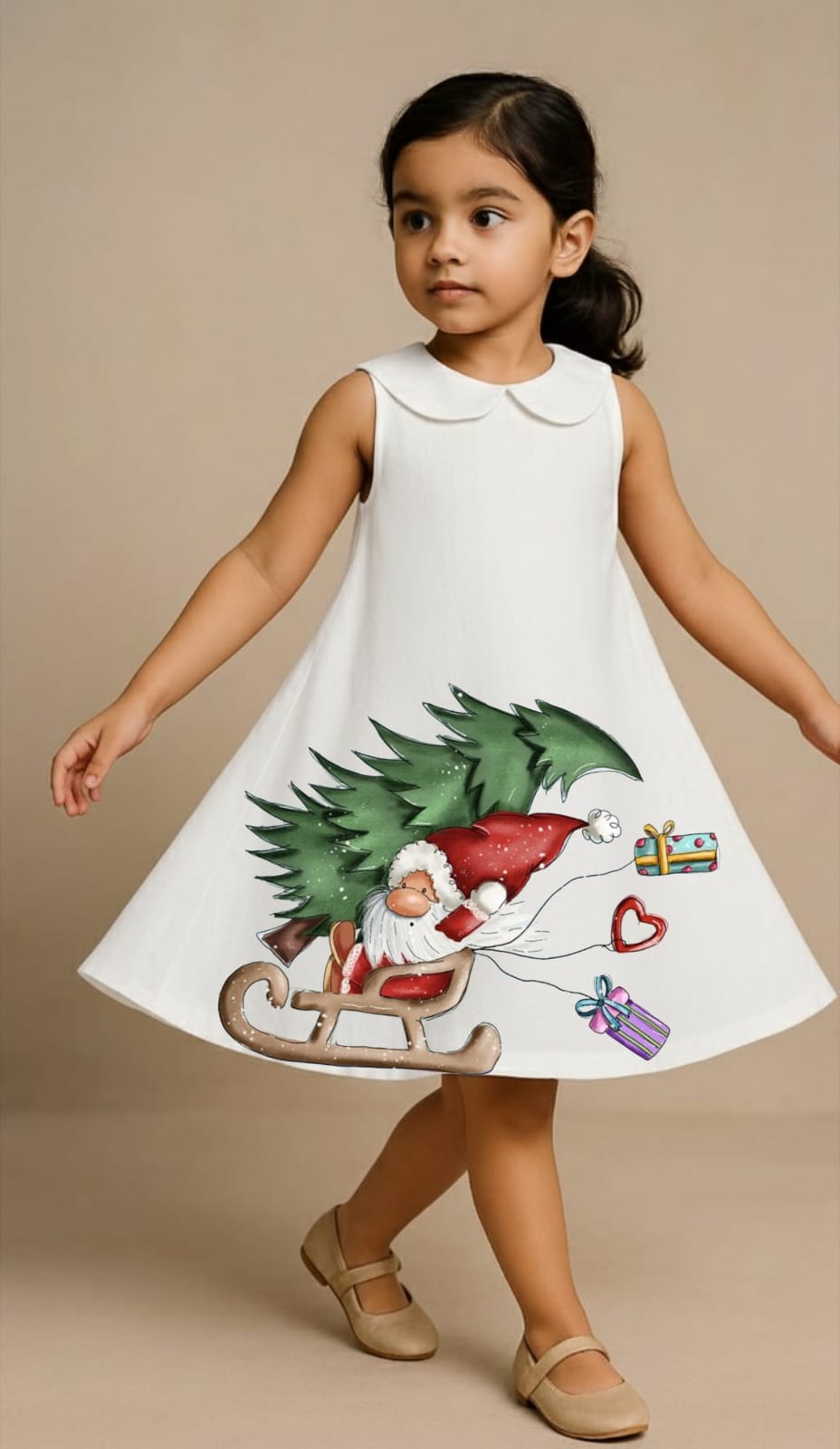 Pre Order: Santa On Car White Dress