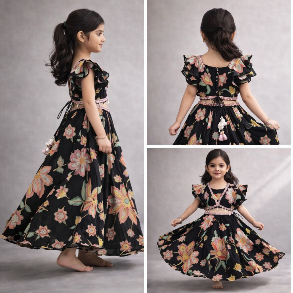 Pre Order: Raat Rani Phool Lehenga Set