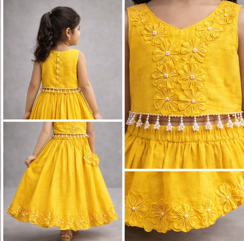 Pre Order: Sunheri Phool Lehenga