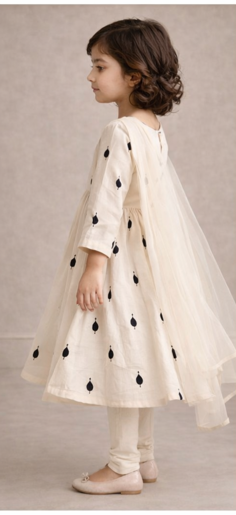 Pre Order: White Twirl Anarkali Set