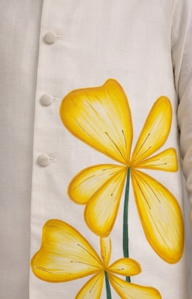 Pre Order: Sunshine bloom White Kurta Set With Jacket