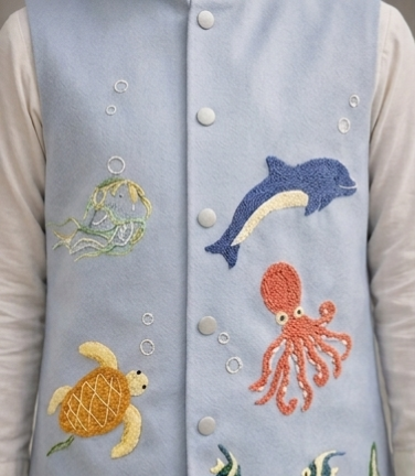 Pre Order: Ocean Life Kurta Set With Jacket