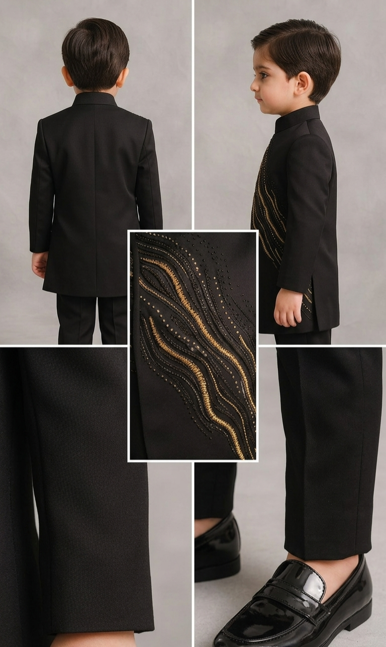 Pre Order: Royal Noir Sherwani And Pant