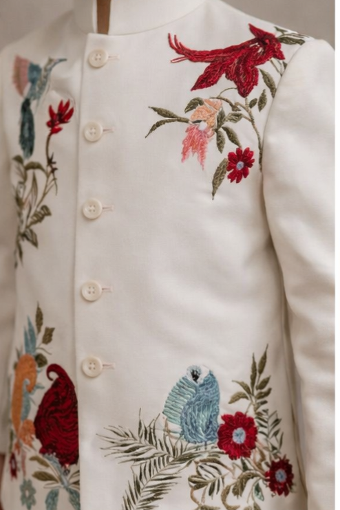 Pre Order: Multi Embroidered Sherwani And Pant