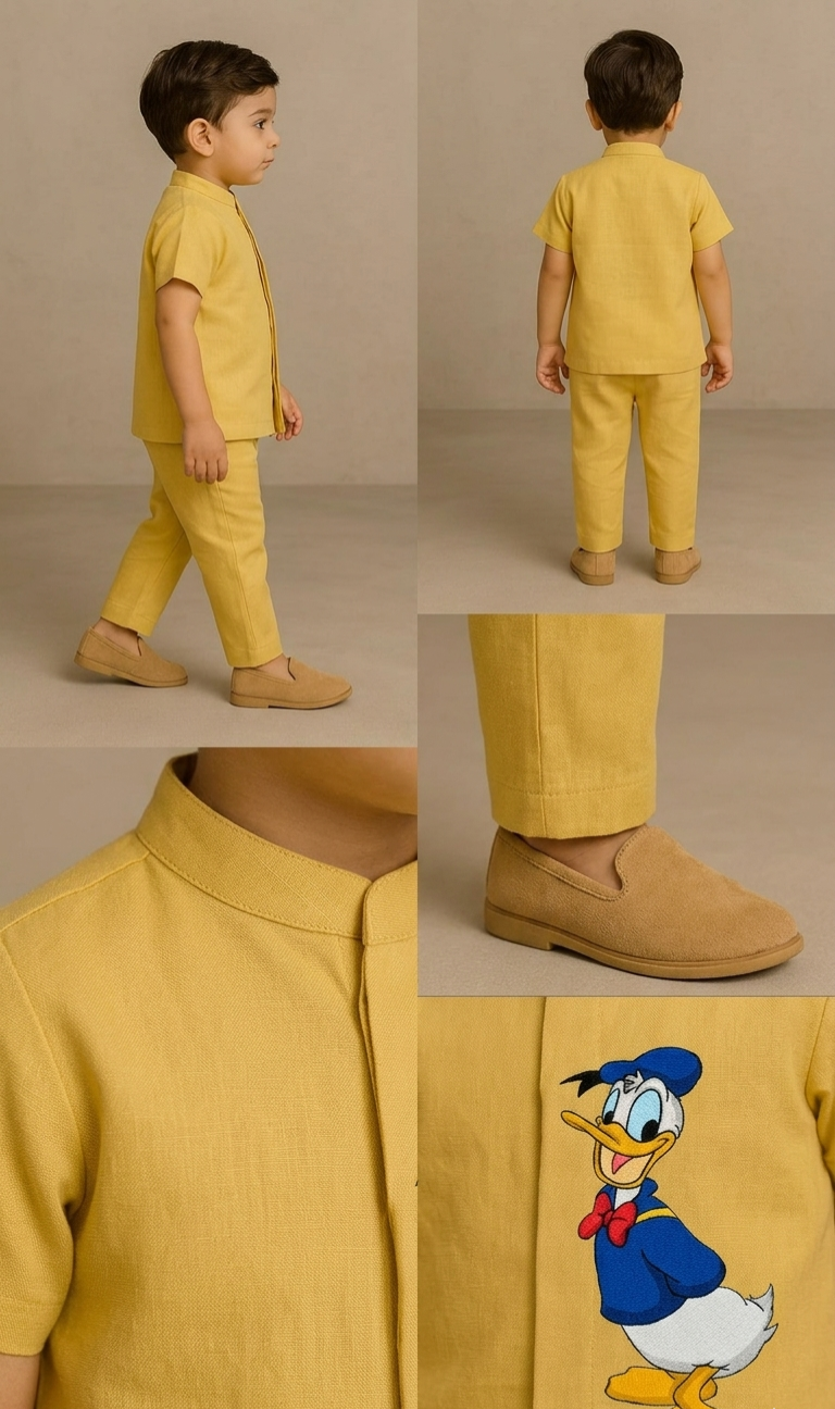 Pre Order: Yellow Donald Duck Hand Painted Coord Set