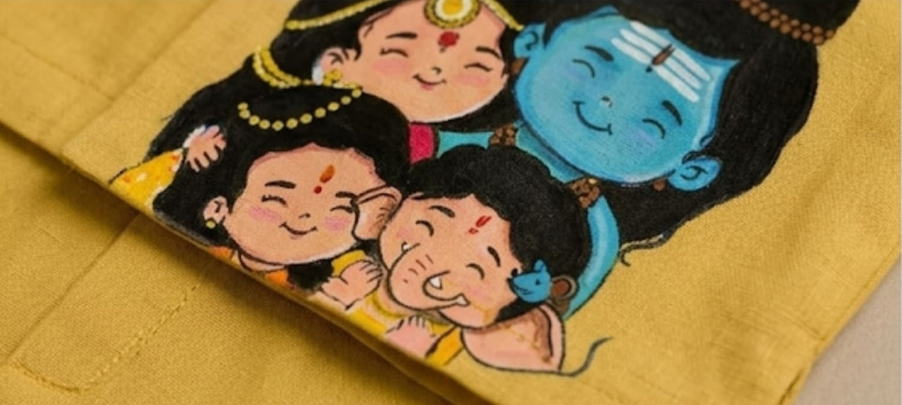 Pre Order: Yellow Shiva Family Hand Painted Coord Set