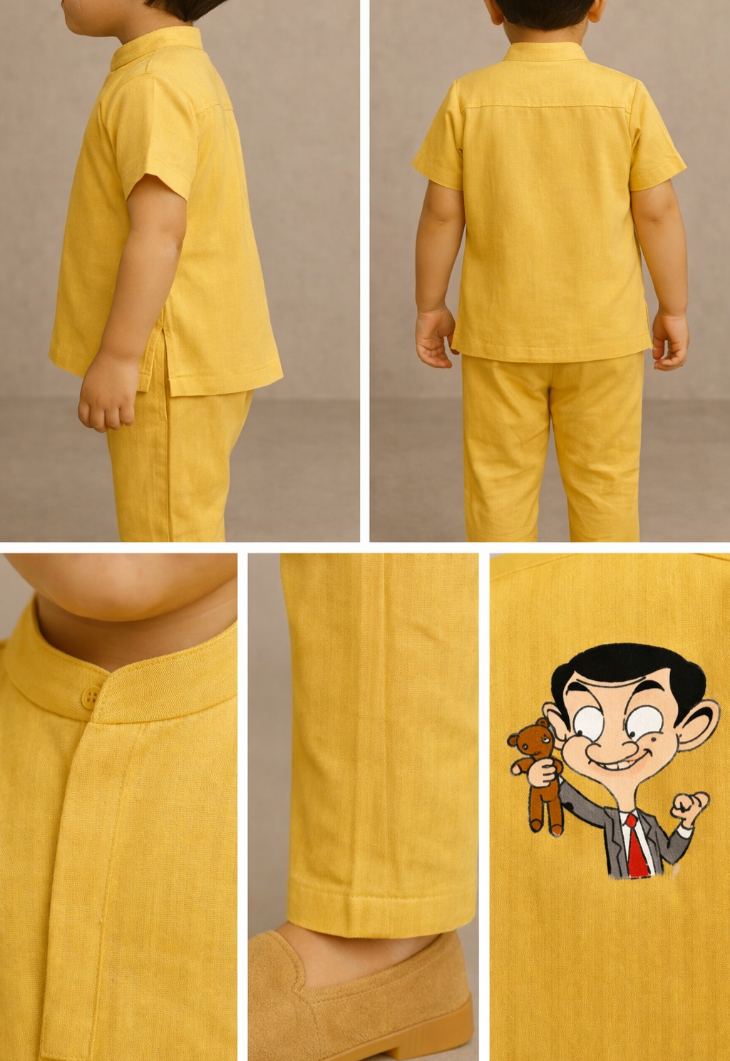 Pre Order: Yellow Mr. Bean Hand Painted Coord Set