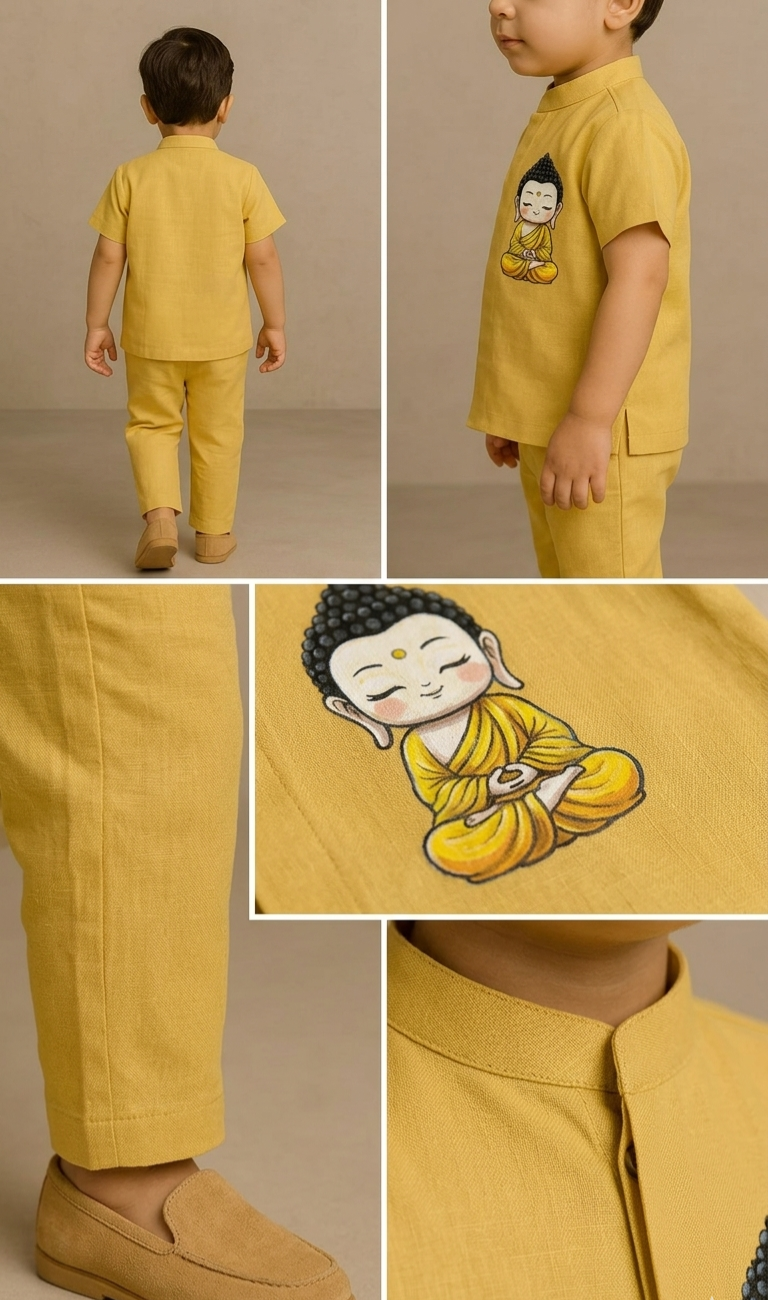 Pre Order: Yellow Buddha Hand Painted Coord Set