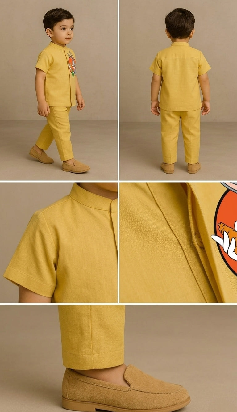 Pre Order: Yellow Bugs Bunny Hand Painted Coord Set
