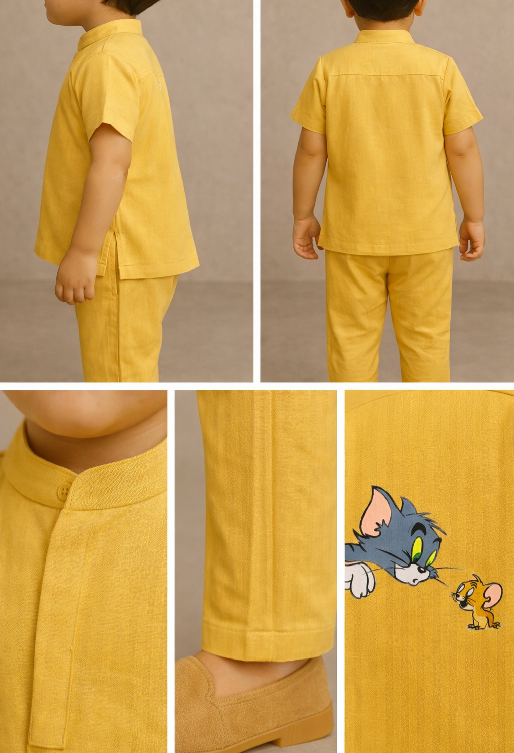 Pre Order: Yellow Tom & Jerry Hand Painted Coord Set