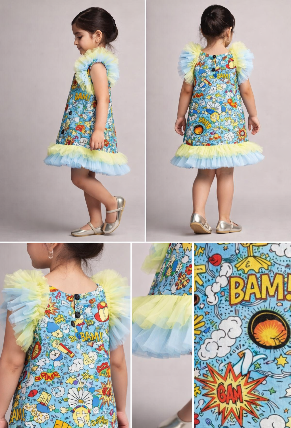 Pre Order: Multicolour Printed Ruffled Dress