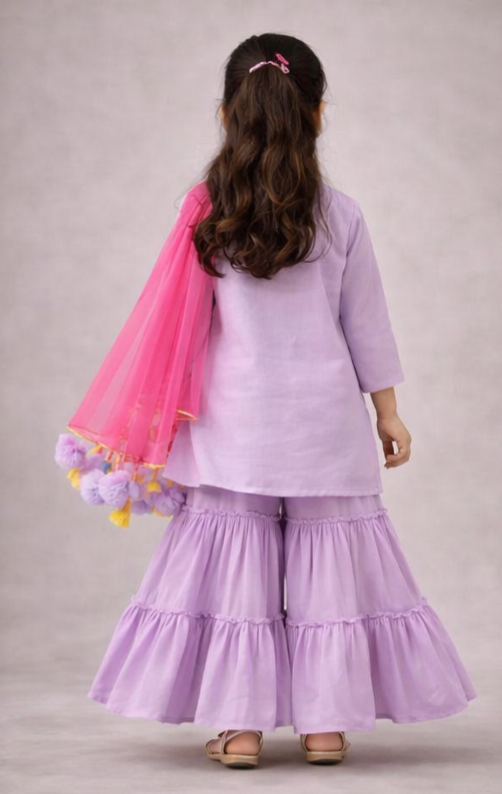 Pre Order : Lilac Ladoo Sharara Set