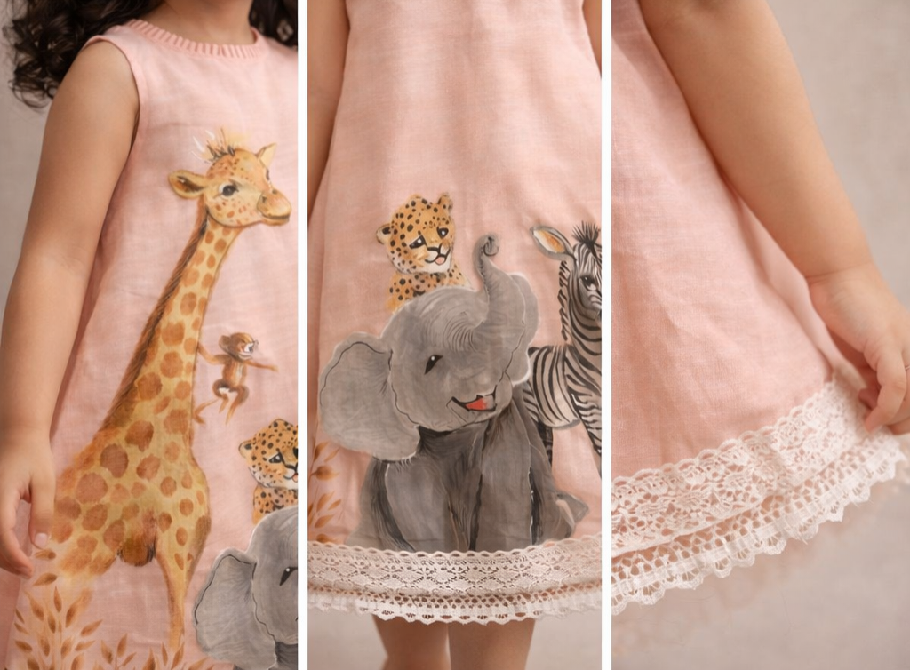 Pre Order: Safari Smiles Hand Painted Dress