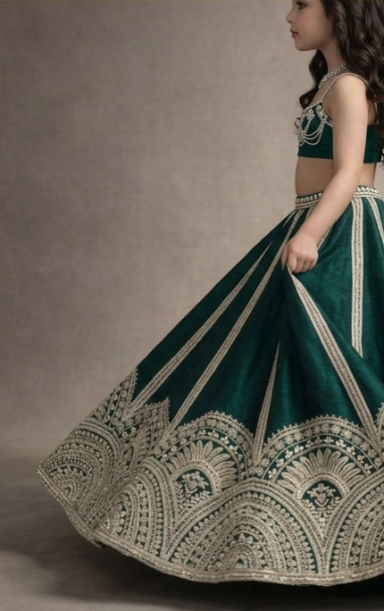 Pre Order: Rajkumari Meher Green Lehenga Set