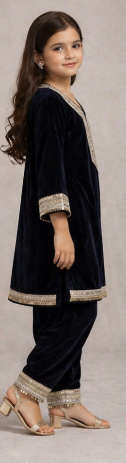 Pre Order: Noor-e-Noir Velvet Kurta Set