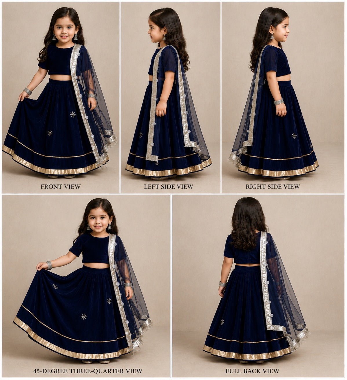 Pre Order: Royal Blue Velvet Lehenga Set