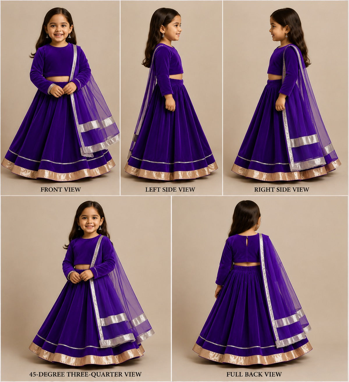 Pre Order: Purple Velvet Lehenga Set