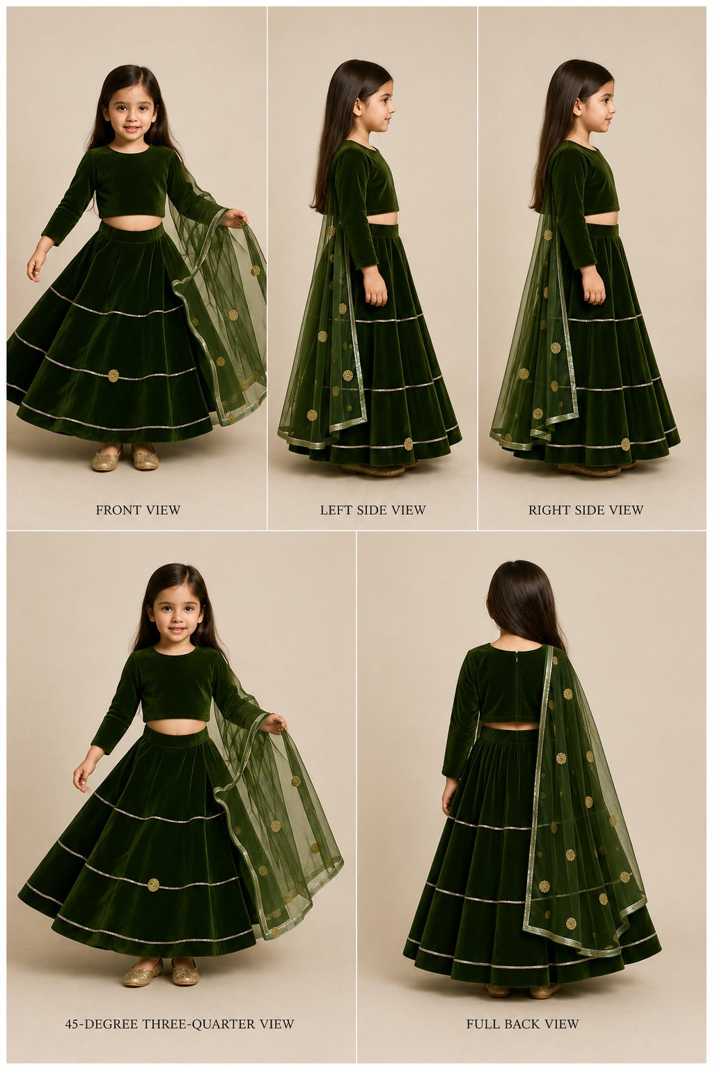 Pre Order: Mehndi Velvet Lehenga Set