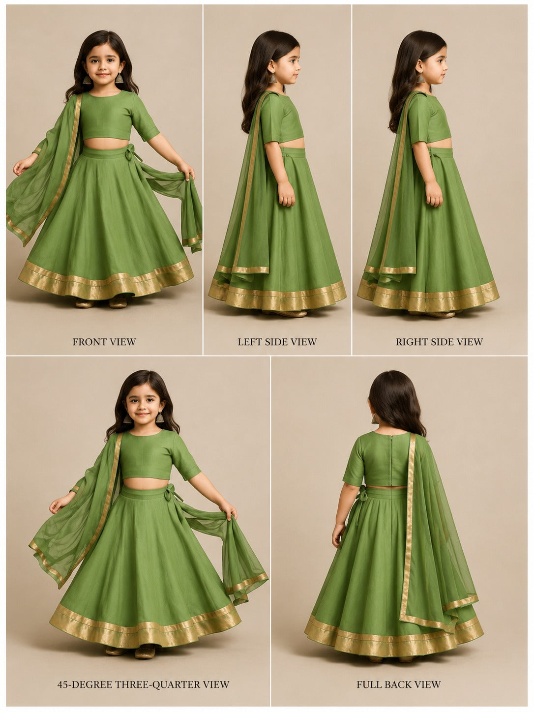 Pre Order: Green Velvet Lehenga Set