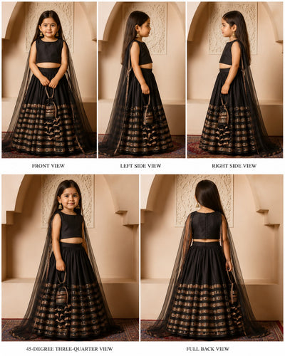 Pre Order: Black Gold Gota Detailing Lehenga Set