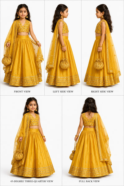 Pre Order: Mustard Gota Detailing Lehenga Set