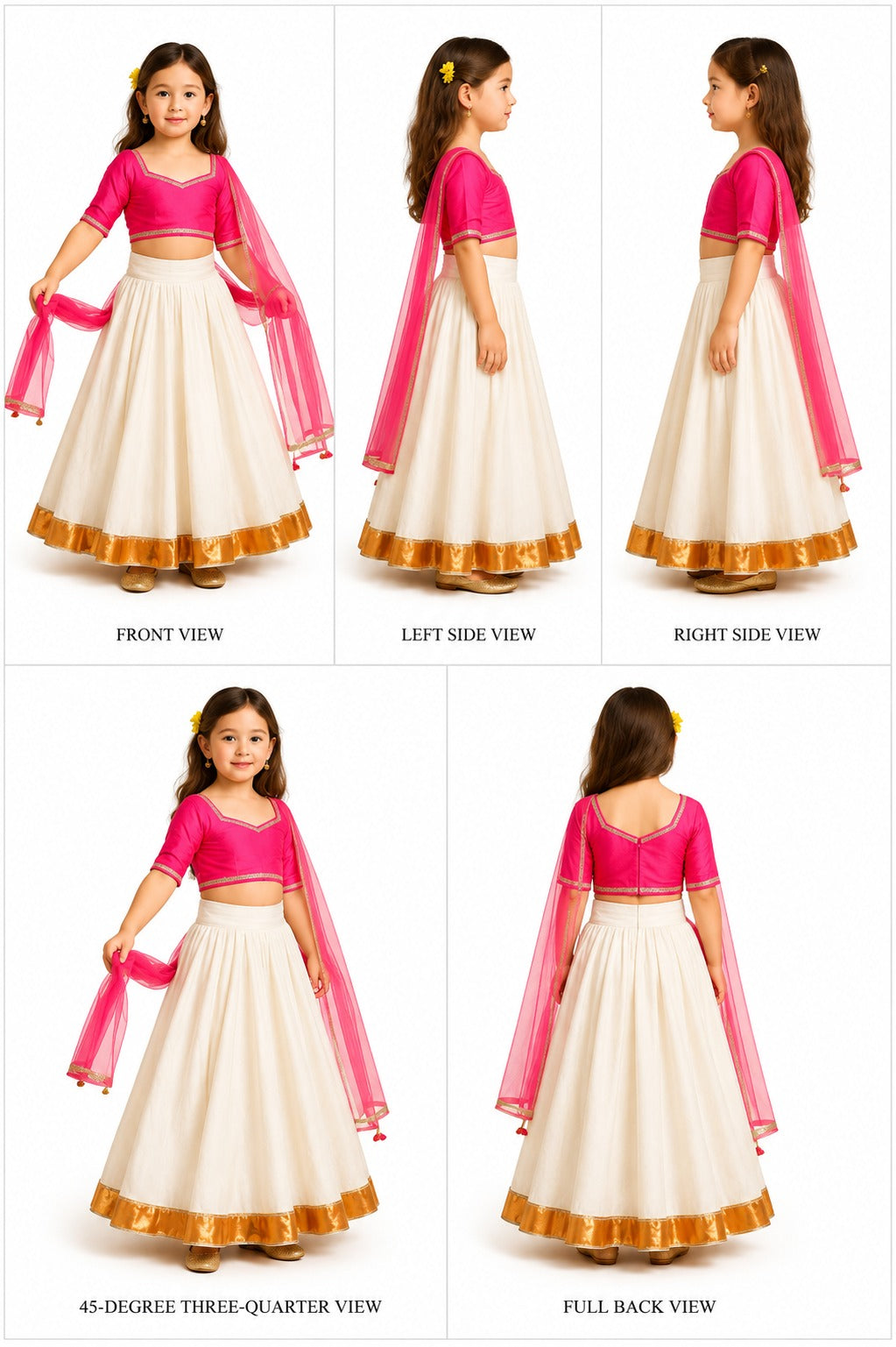 Pre Order: Pink And White Lehenga Set