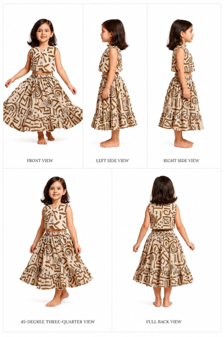 Pre Order: Printed Gota Lace Work Top With Ruffled Hem Lehenga