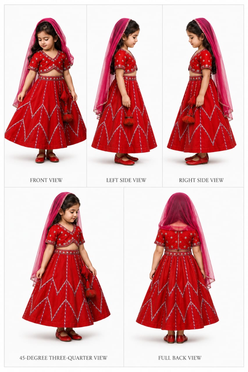 Pre Order: Embroidered Crop Top With Lehenga And Net Dupatta