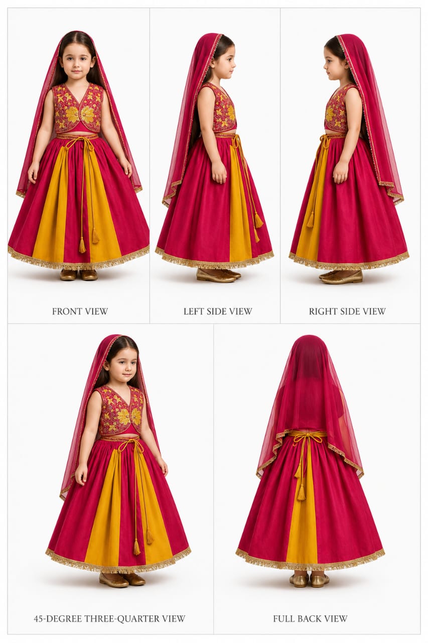 Pre Order: Embroidered Stylish Top And Dual Tone Pleated Lehenga