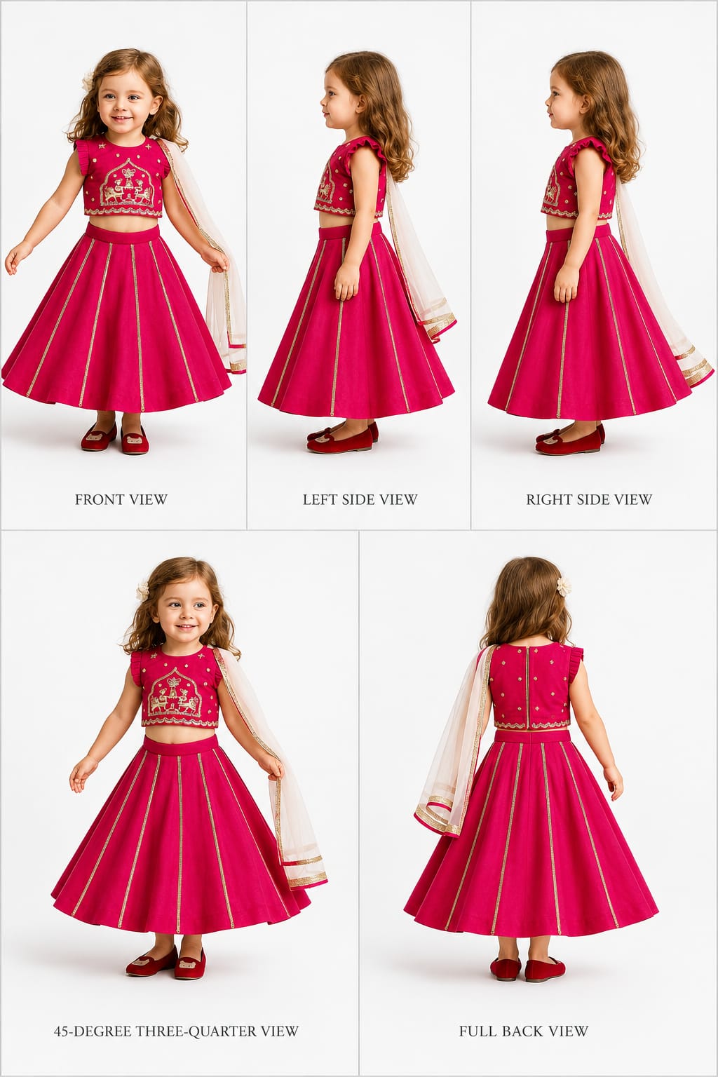 Pre Order: Pleated Armhole Hand Embroidered Pink Top And Lehenga With Net Dupatta