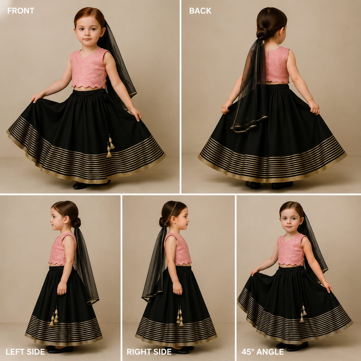 Lace Work Top With Ghagra And Dupatta
