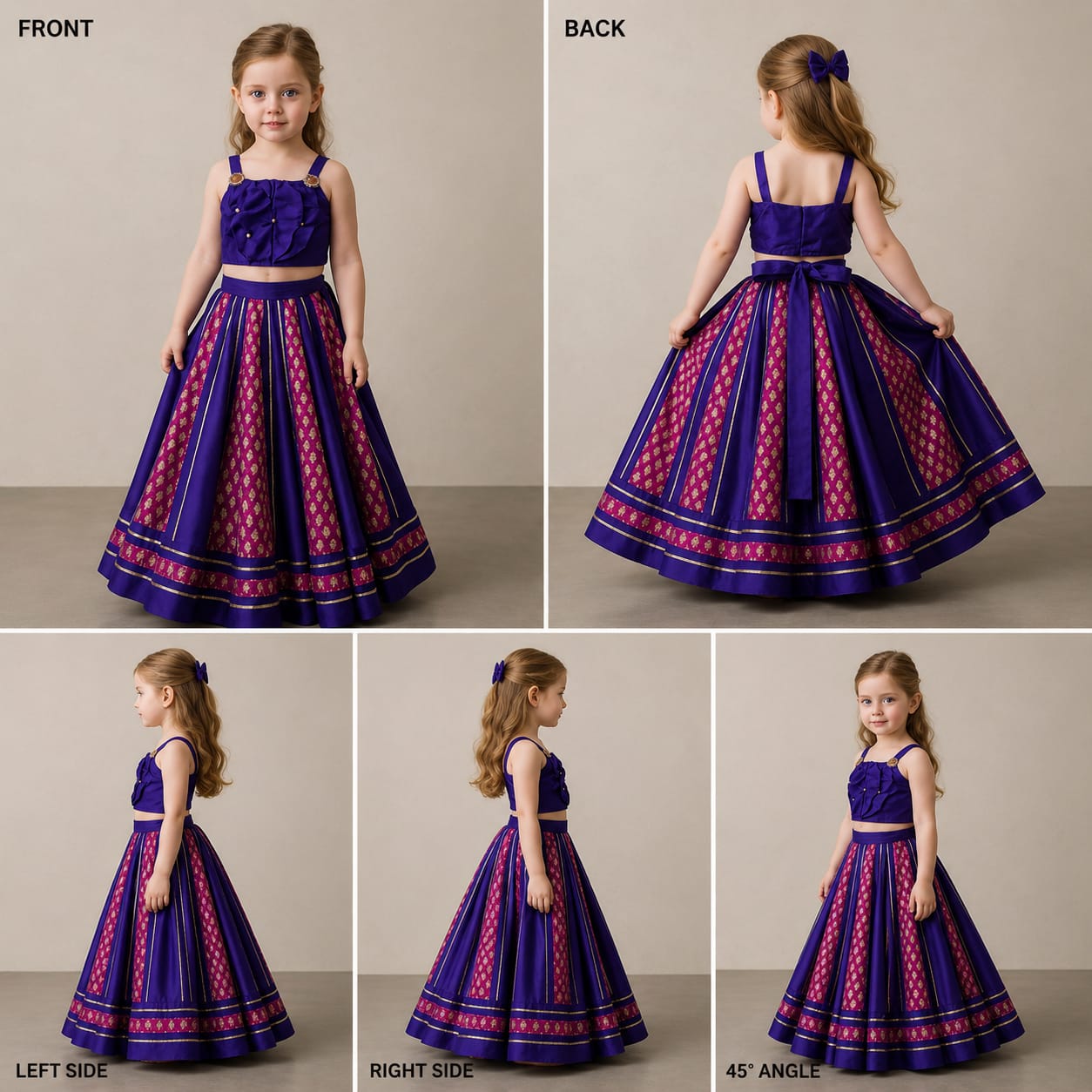 Pre Order: Puffy Gathered Yoke Top And Lehenga