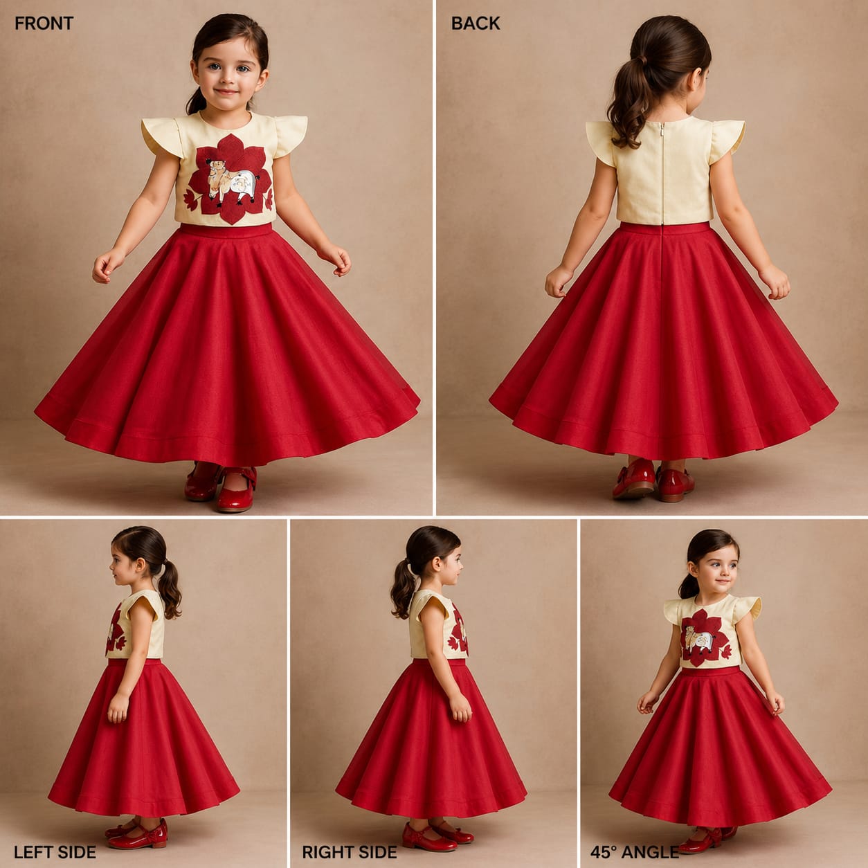 Pre Order: Thread Work Applique Top And Pink Lehenga