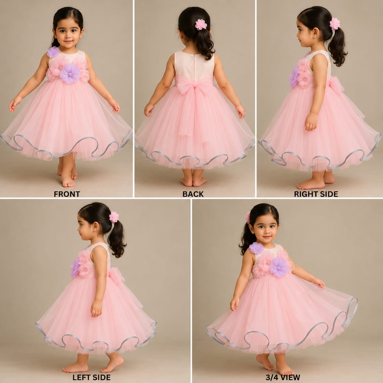 Pre Order: Net Flowers Embellished One Shoulder Gown
