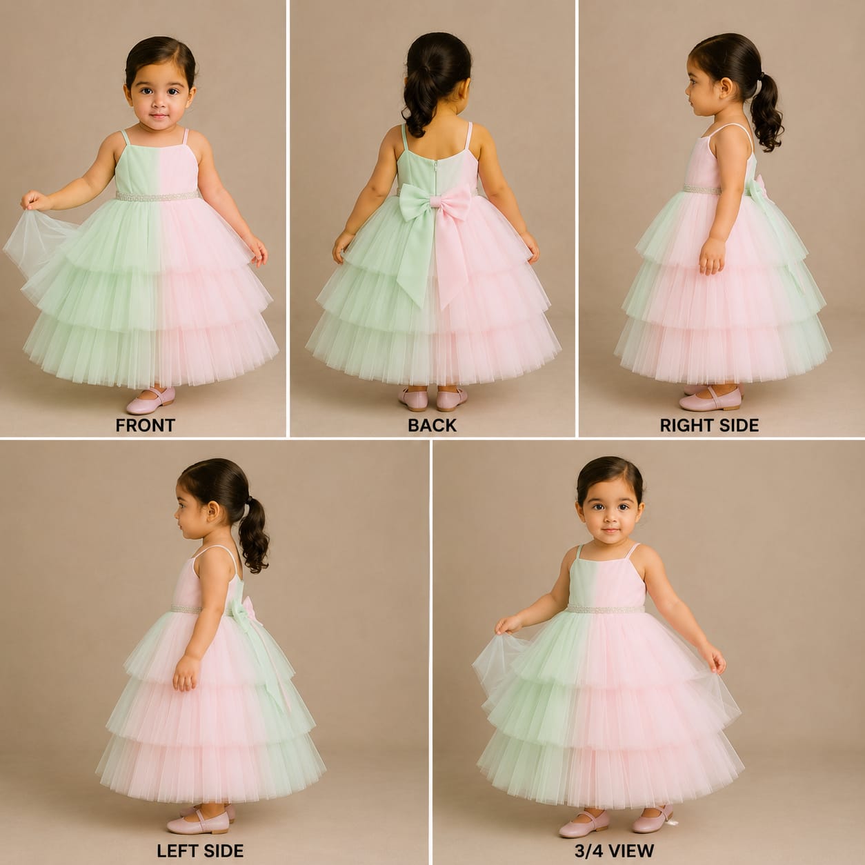 Pre Order: Dual Tone Strappy Layered Net Gown