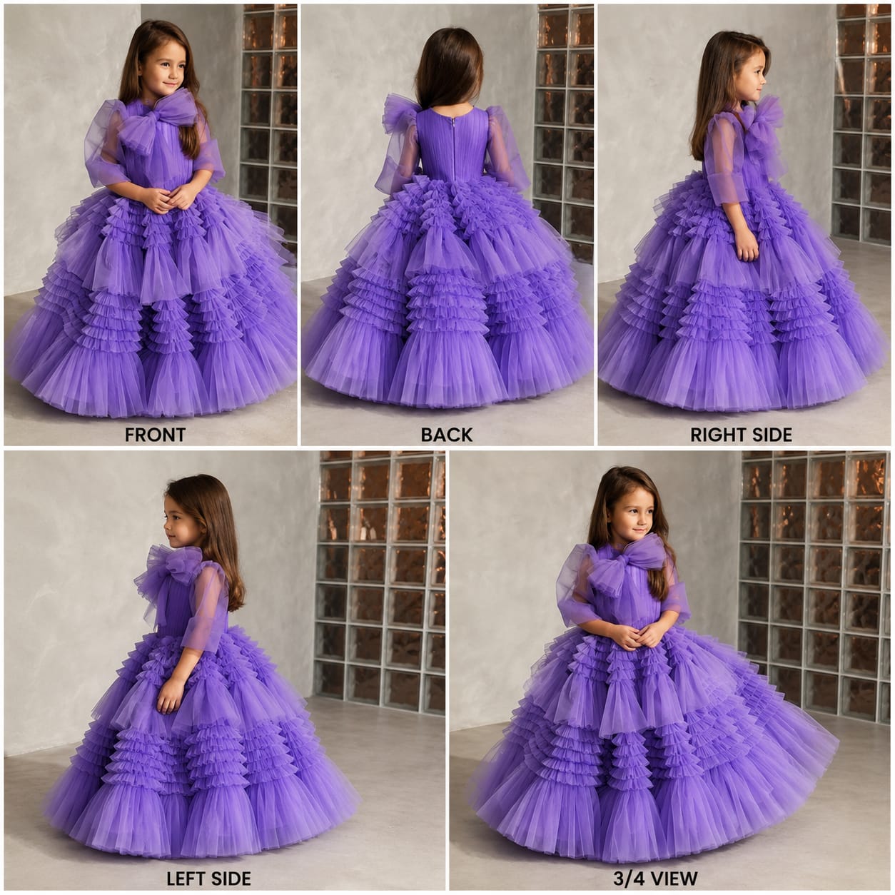 Pre Order: Gallant Purple Bow Frilled Gown