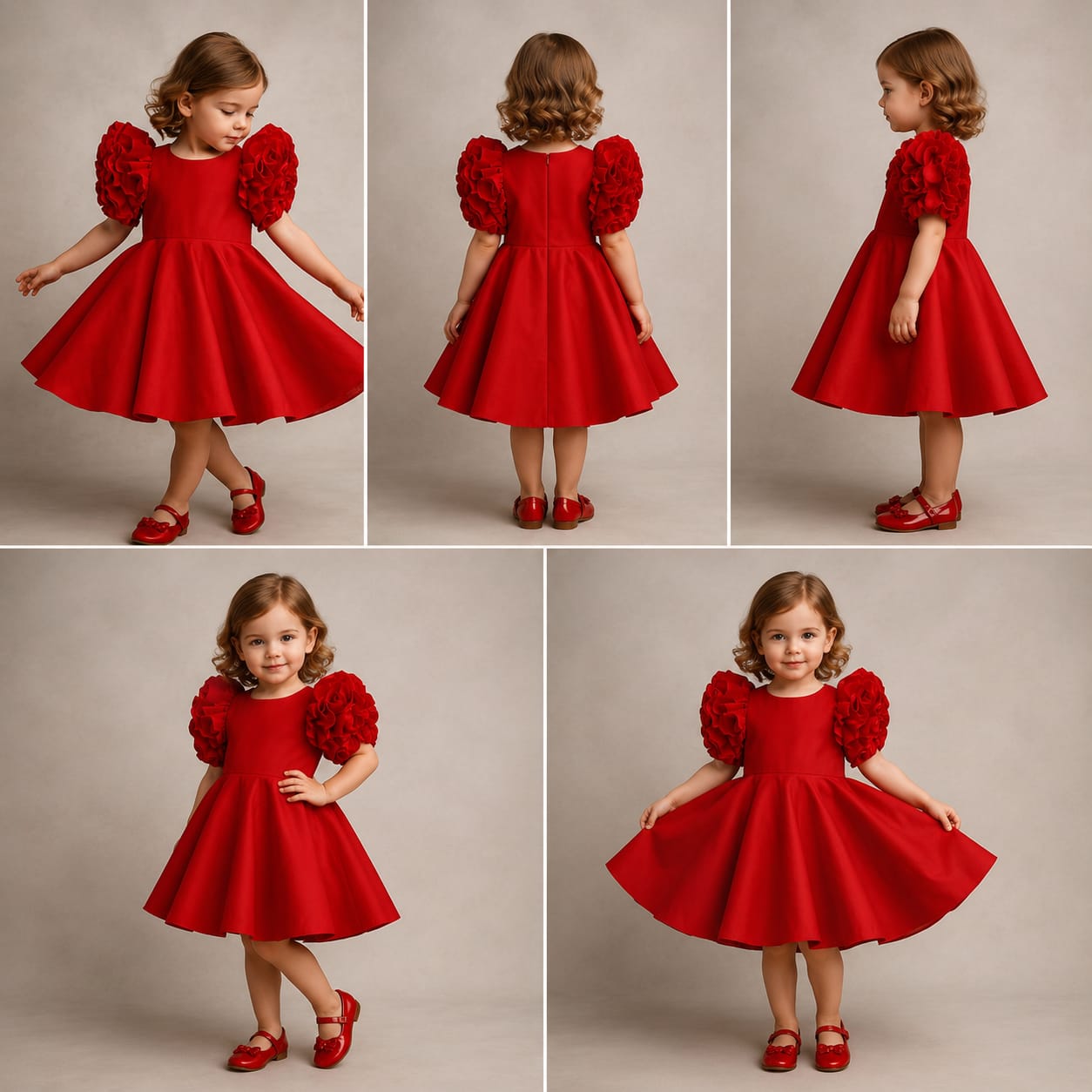 Pre Order: Red Ruffled Sleeves Dress