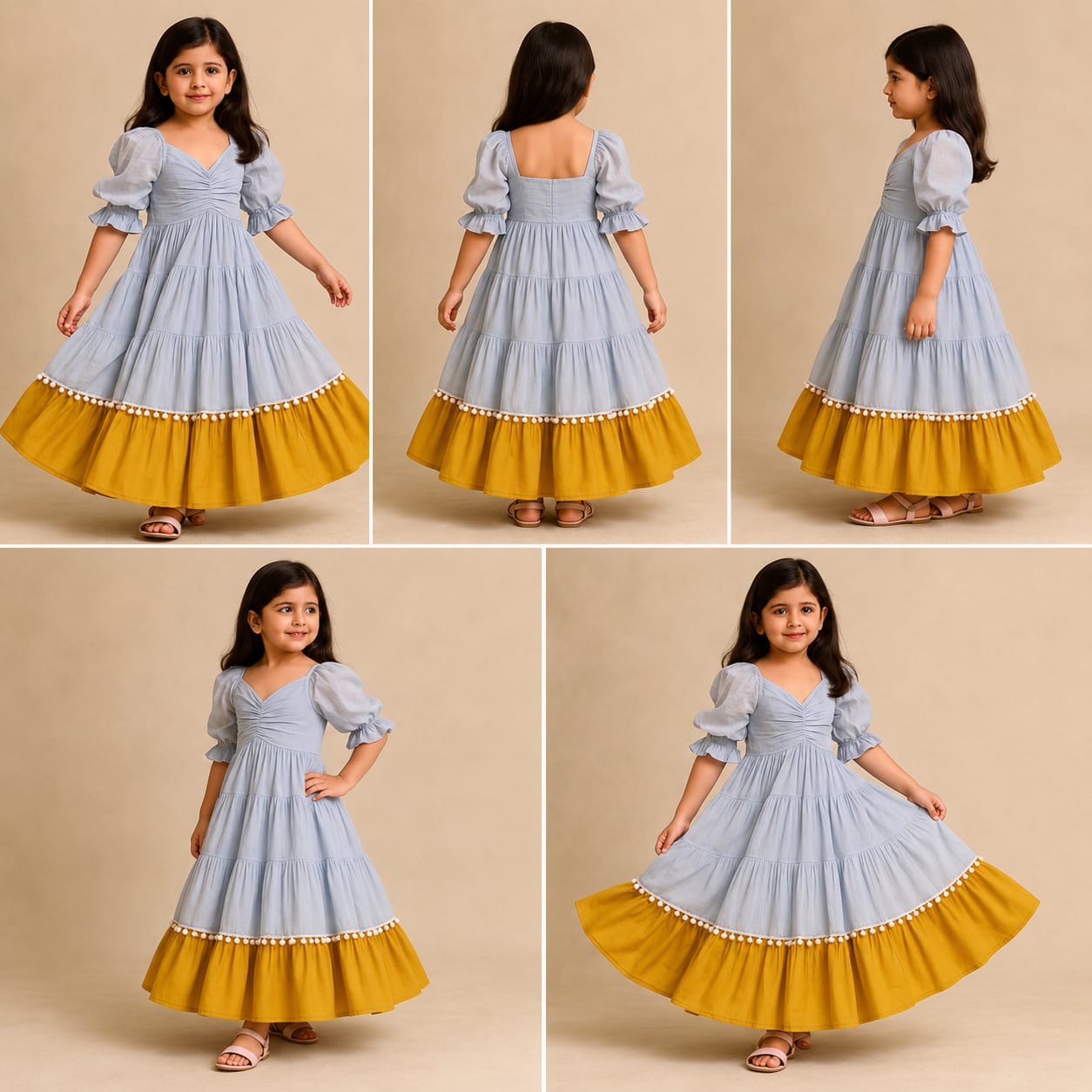 Pre Order: Greyish Blue Cotton Dress