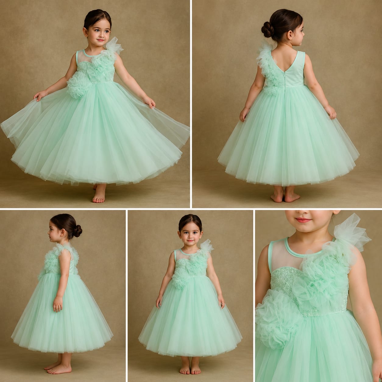 Pre Order: 3D Flower Embellished Net Tulle Dress