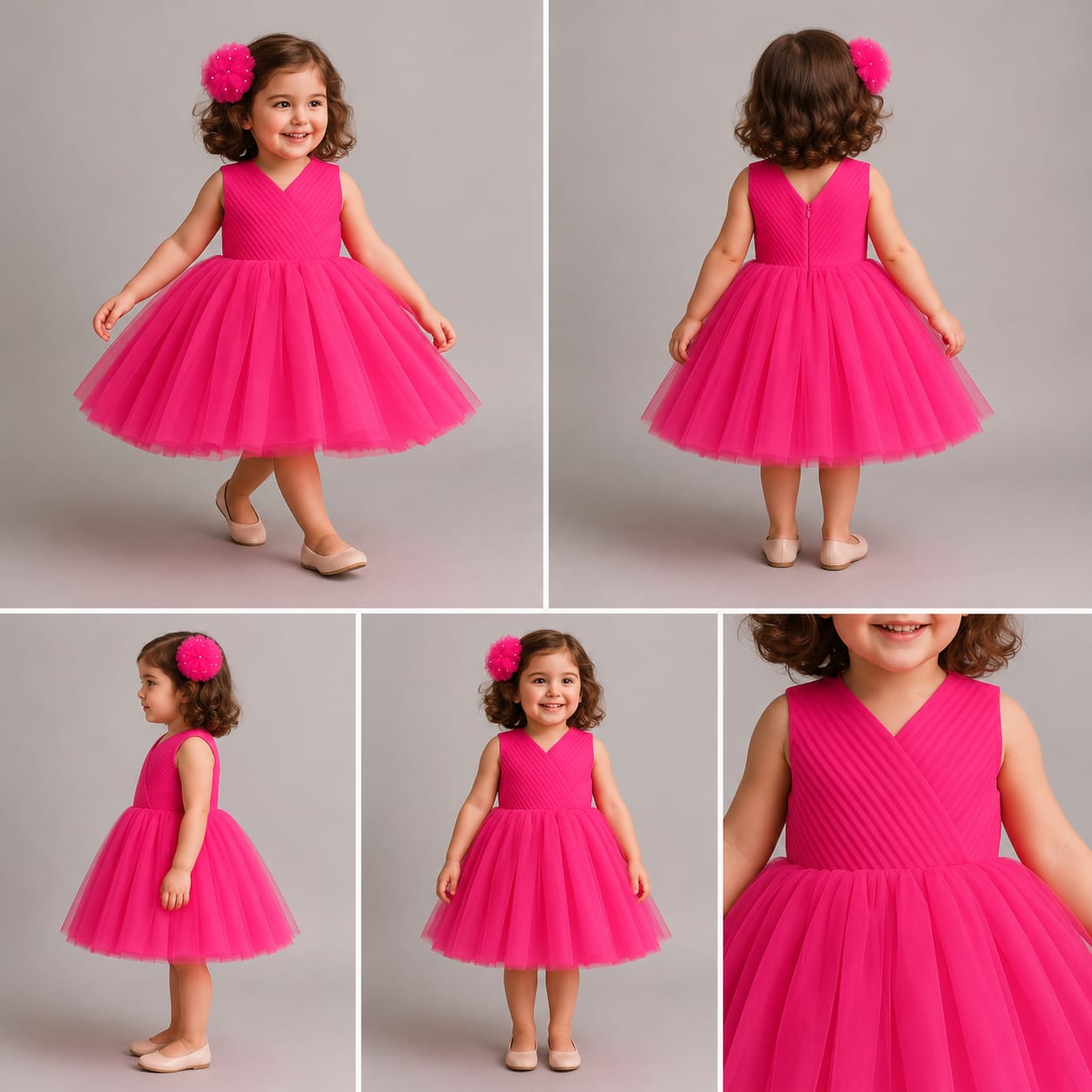 Pre Order: Hot Pink Flower Adorned Dress