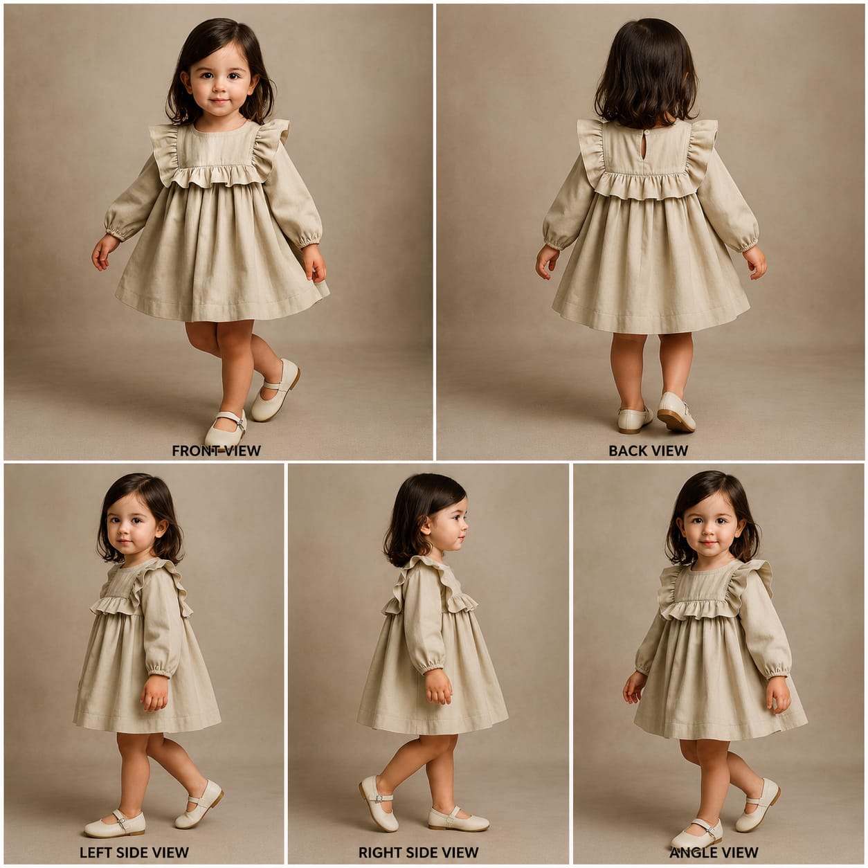 Pre Order: Anna Ruffle Grey Knee Length Dress