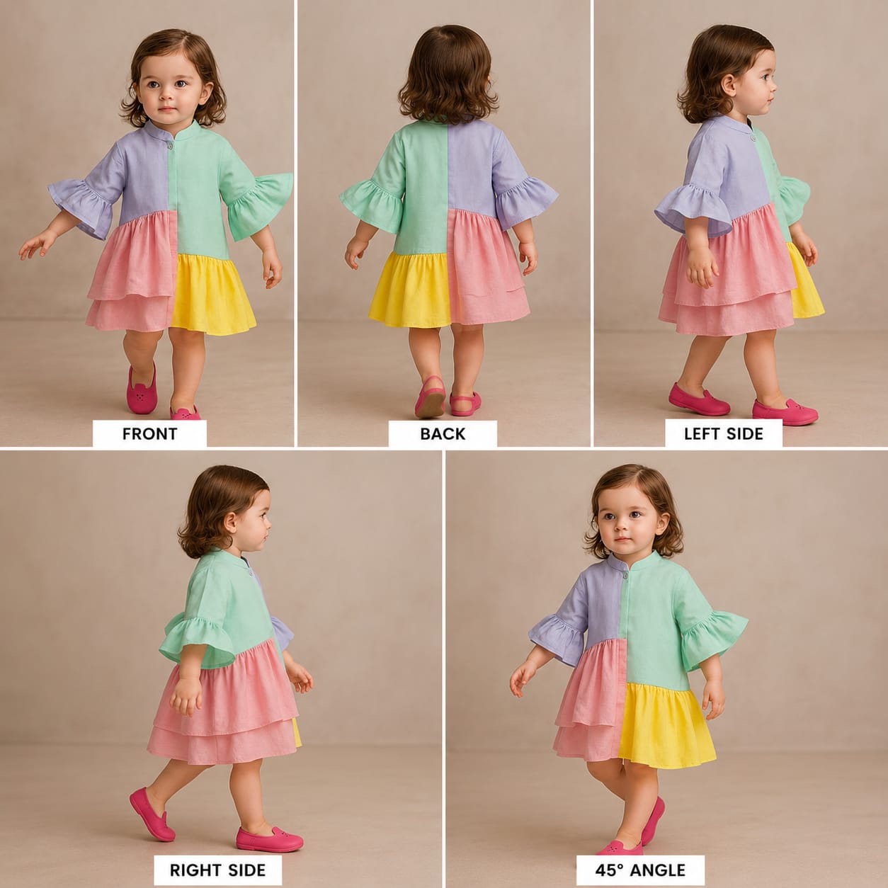 Pre Order: Ariana Fancy Colour Block Front Open Dress