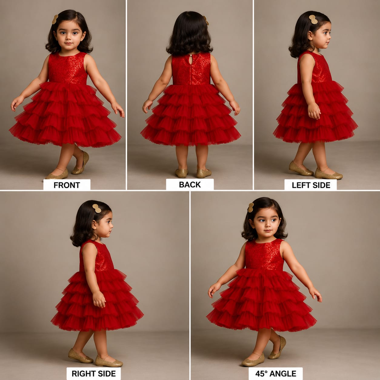 Pre Order: Sequin Work Ruffle Frills Tiered Dress