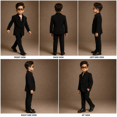 Pre Order: Black Bead Work Blazer Set